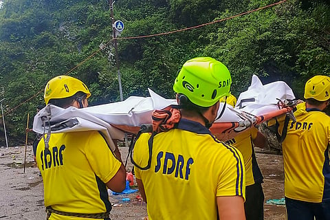 Rescue operation following a landslide in Rudraprayag 
